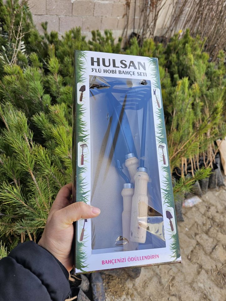 3 Parça Hobi Seti - Bahçe Saksı Bakım Çapa-Tırmık-Kürek Seti
