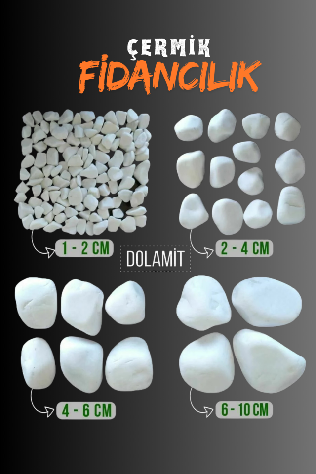 Beyaz Dolomit Taş 10 Kg 4-6 Cm Çakıl Taşı Bahçe Peysaj Süs Taşı